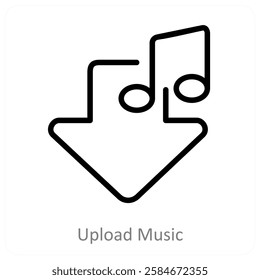 Upload Music and music icon concept