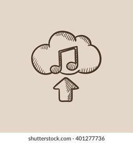 Upload music sketch icon.
