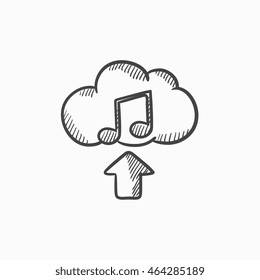 Laden Sie Musik-Vektorgrafik-Symbol einzeln auf Hintergrund hoch. Handgezeichnet Musiksymbol hochladen. Laden Sie das Musikskizzensymbol für Infografik, Website oder App hoch.