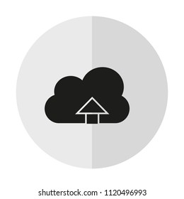 upload on cloud vector icon on a background with a vertical shadow