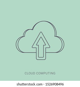 Upload on cloud vector icon with flat style