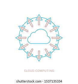 Upload on cloud vector icon with flat style