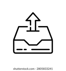 Upload Outbox Icon with Up Arrow, Send File and Message Tray Outline Vector
