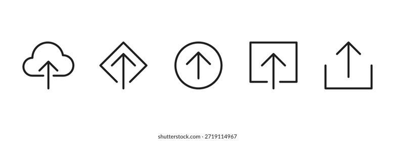 Upload outline icon set for user interface