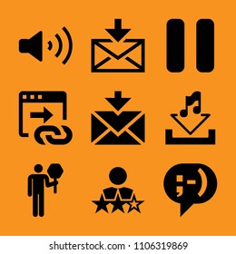 upload, outline, multimedia, record, direction and modern icon vector set. Flat vector design with filled icons. Designed for web and software interfaces