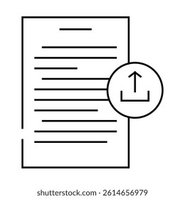 upload paper document line icon vector. upload paper document sign. isolated contour symbol black illustration