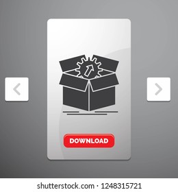 upload, performance, productivity, progress, work Glyph Icon in Carousal Pagination Slider Design & Red Download Button