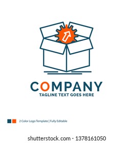 upload, performance, productivity, progress, work Logo Design. Blue and Orange Brand Name Design. Place for Tagline. Business Logo template.