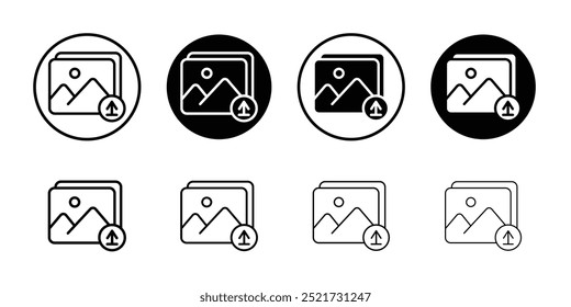 Upload photo icon logo set vector