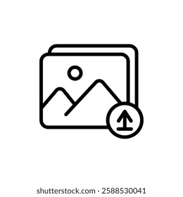 Upload photo icon logo sign set vector outline