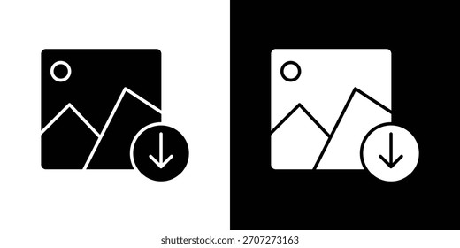Icono de la foto del Cargar en conjunto de silueta sólida. Ilustración vectorial.