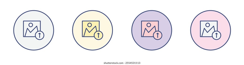 Upload photo icon Thin line flat illustration