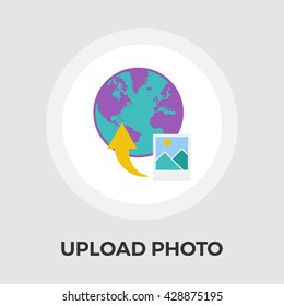 Upload photo icon vector. Flat icon isolated on the white background. Editable EPS file. Vector illustration.