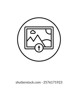 Upload photo icon vector outline logo sign