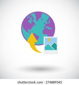 Upload photo. Single flat icon on white background. Vector illustration.