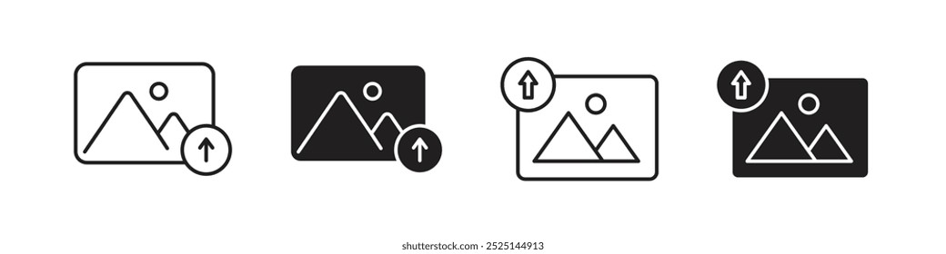 Upload photo vector filled and outlined icons collection