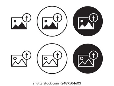 Upload photo vector icon set, Upload Image, isolated on white background.