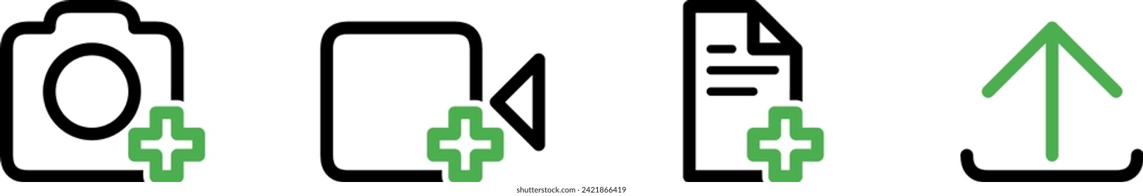 upload photo, video, document, upload icon button