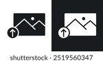 Upload photoline vector icon set in solid and outline style.