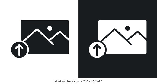 Upload photoline vector icon set in solid and outline style.