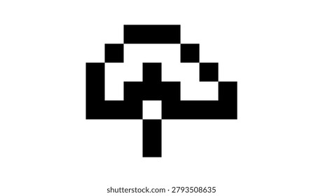 upload pixel symbol, black isolated vector silhouette