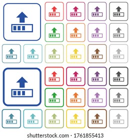Upload in progress color flat icons in rounded square frames. Thin and thick versions included.