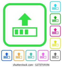 Upload in progress vivid colored flat icons in curved borders on white background