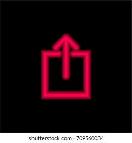 Upload red glowing neon ui ux icon. Glowing sign logo vector