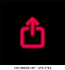 Upload red glowing neon ui ux icon. Glowing sign logo vector