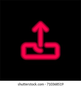 Upload red glowing neon ui ux icon. Glowing sign logo vector