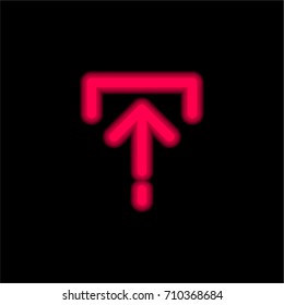 Upload red glowing neon ui ux icon. Glowing sign logo vector