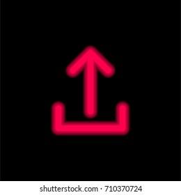 Upload red glowing neon ui ux icon. Glowing sign logo vector