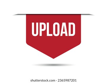 upload red vector banner illustration isolated on white background