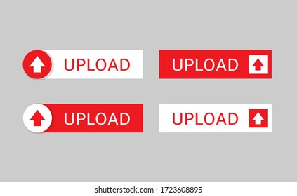 Upload red and white buttons with arrows useful for web design purposes