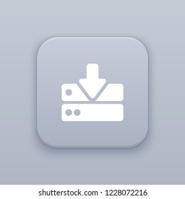 Upload server gray vector button with white icon on gray background, EPS 10