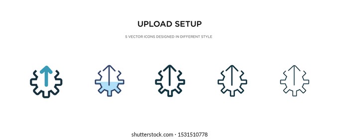 upload setup icon in different style vector illustration. two colored and black upload setup vector icons designed in filled, outline, line and stroke style can be used for web, mobile, ui
