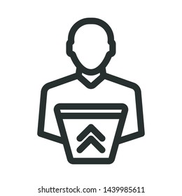 upload and share - minimal line web icon. simple vector illustration. concept for infographic, website or app.