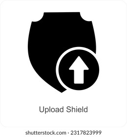 Upload Shield and shield icon concept
