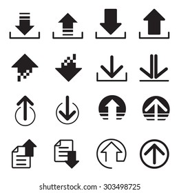 Upload sign icon. Upload button.arrow button. Load symbol. Circles and rounded squares buttons Vector 