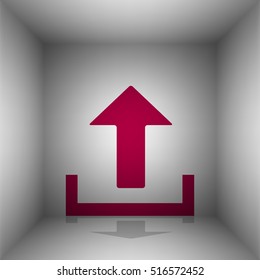 Upload sign illustration. Bordo icon with shadow in the room.