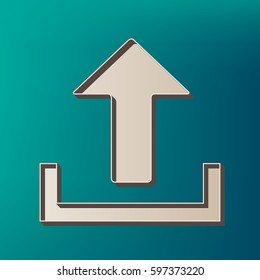 Upload sign illustration. Vector. Icon printed at 3d on sea color background.