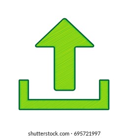 Upload sign illustration. Vector. Lemon scribble icon on white background. Isolated