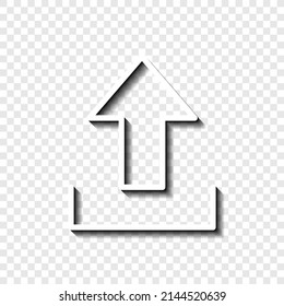 Upload simple icon, vector. Flat desing. White with shadow on transparent grid.ai