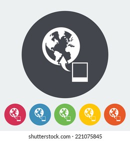 Upload. Single flat icon on the circle. Vector illustration.