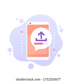 Hochladen mit Smartphone-Vektorsymbol