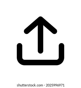 Upload symbol. Arrow icon vector illustration in outline style