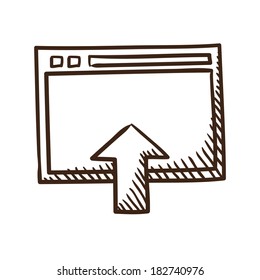 Upload symbol. Isolated sketch icon pictogram. Eps 10 vector illustration.