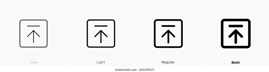 upload three icon. Thin, Light Regular And Bold style design isolated on white background