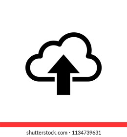 Upload vector icon, cloud symbol. Simple, flat design for web or mobile app
