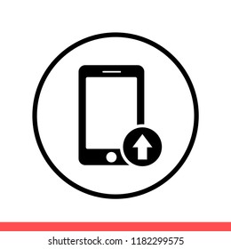Upload vector icon, phone symbol. Simple, flat design for web or mobile app